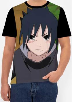 Camiseta Infantil Menino Manga Curta Naruto Com Estampa Sasuke