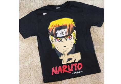 Camiseta juvenil anime clássico preta, Naruto