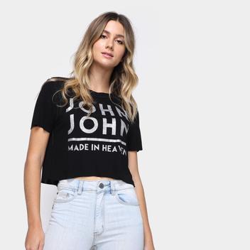 Camiseta John John Line Feminina Preta em Promoção na Americanas