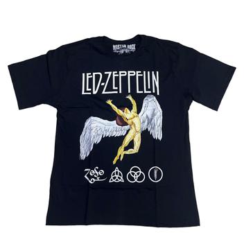 Camiseta Algodao Led Zeppelin Bandas Banda Rock Classico Hardrock Musica Metal Nervous - Melhora O Preço