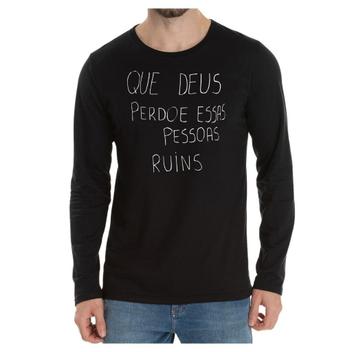 Camiseta Manga Frase Que Deus perdoe essas pessoas ruins - Loja Click ...