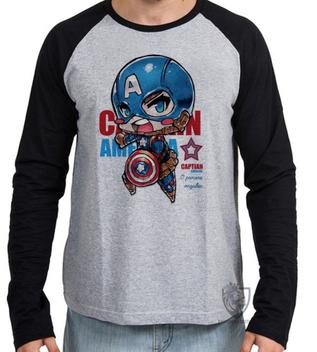 Camiseta Manga Longa blusa Capitão América - Empório Dutra - Camiseta ...