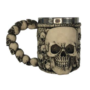 Caveira de resina com boina - caneca - Merlim