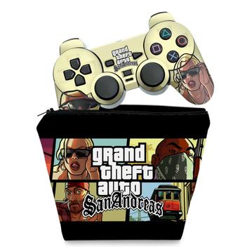 Capa Case e Skin Adesivo Compatível PS2 Controle - GTA San Andreas