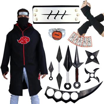 Kit Akatsuki Capa + Bandana + Anel Horochimaru Vila Oculta do Som Renegado  Anime Naruto