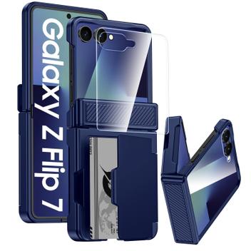 Capa para celular GooseBox Galaxy Z Flip 7 Wallet RFID azul - Capa