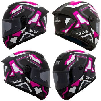 Capacete fechado axxis hummer code a8 pink white matte fosco