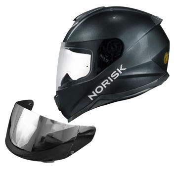 Capacete Norisk Razor Monocolor Solid Titanium Viseira Prata