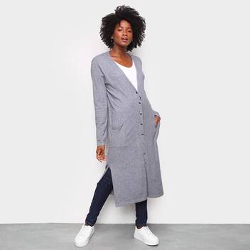 Cardigan Tricô Facinelli Longo Bolso Feminino - Cardigan Feminino