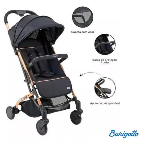 Carrinho de Bebê Preto Zap com Alça e Vira Mala - Burigotto - Carrinho ...