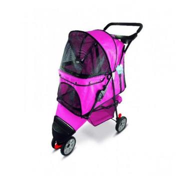 carrinho-de-passeio-pet-transporte-c-es-gatos-luxo-rosa-the-pets