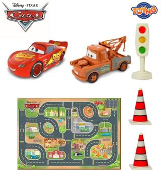 Cidade Carros Radiator Springs com Relâmpago Mcqueen e Mate e 3 Acessórios  Toyng - Carrinho de Brinquedo - Magazine Luiza