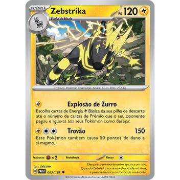 Carta Pokémon - Zebstrika 63/182 - Fenda Paradoxal - Copag - Deck