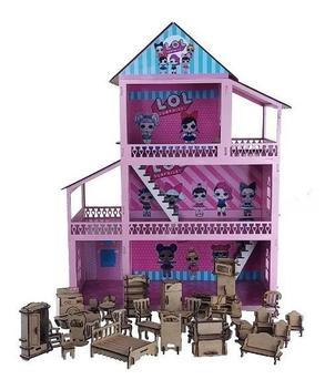 Casa Tema Similar Barbie Adesivada Pintada + 44 Móveis Mdf