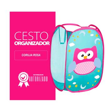 Cesto Porta-Brinquedos Pet - Xadrez Rosa