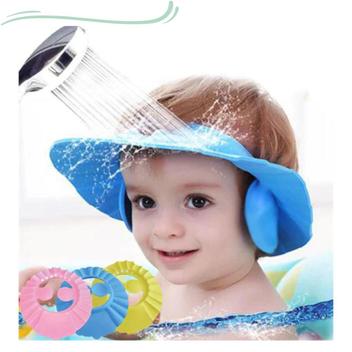 Touca de banho ajustável para bebê com proteção auricular, proteção  infantil segura contra shampoo, cobertura suave para a cabeça durante o  banho - Tradução para o Português. - AliExpress