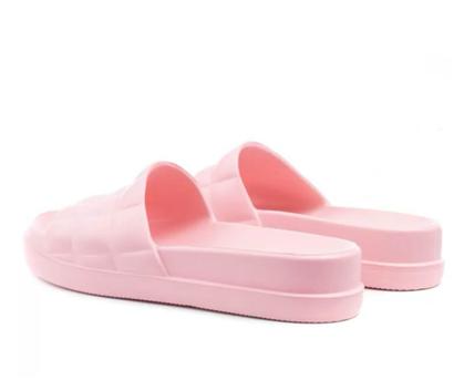 Chinelo Slide Feminino Pé de Algodão Moleca EVA Anabela Plataforma ...