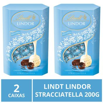 Chocolate Lindt Lindor Branco, Stracciatella, 2 Caixas 200g