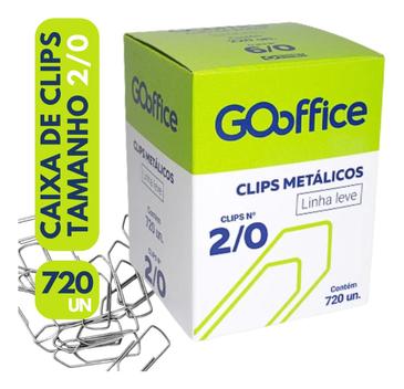Clips 2/0 Metálico Caixa Com 720 Unidades Clips Galvanizado Go Office 2 ...