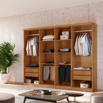 Closet Casal Hera Gold 4 gavetas e 8 prateleiras MDF Rufato - Closet ...