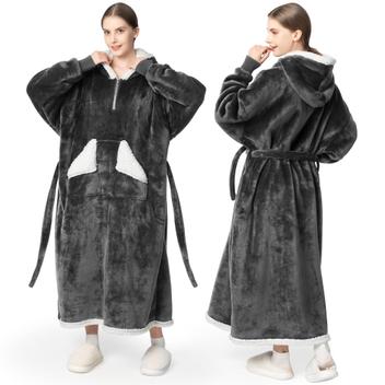 Cobertor vestível com capuz Touchat para mulheres Sherpa Fleece