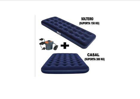 Colchao Inflavel Casal com Colchao Inflavel Solteiro e Bomba de Ar ...