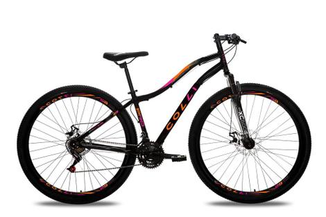 Bicicleta Colli Bike Paris Aero Disc M Aro 29 Susp. Dianteira 21 Marchas - Preto/rosa/laranja