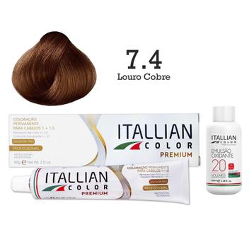 Coloração 7.4 Louro Cobre + Oxi 20 Vol Itallian Color - Tinta de Cabelo ...