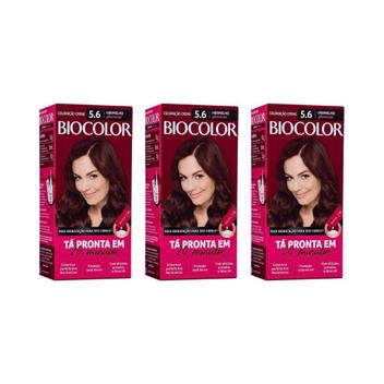 Coloraçao Biocolor Cr 5.6 Vermelho Glamuroso-Kit C/3Un - Tinta de ...