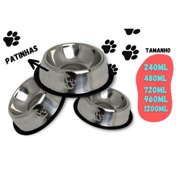 Comedouro e Bebedouro Aço De Inox Para Pet Cachorro Cães e Gato Pote ...