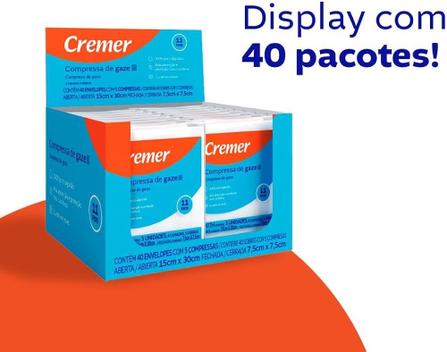 COMPRESSA GAZE CREMER 7,5x7,5cm 11 FIOS CX 40pct x 5un - Gaze