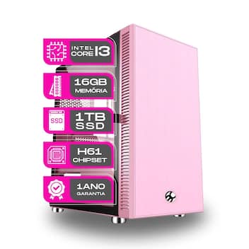 Computador Cpu Rosa Core i3 16gb 1tb ssd sata Kit teclado e Mouse - PC ...