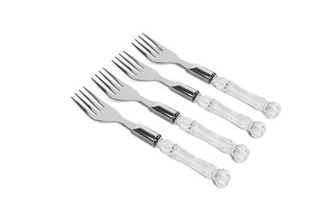 Set 6 Garfos de Sobremesa Ou Aperitivo Bambu Natural e Aço Inox - CASA  MARQUEZ