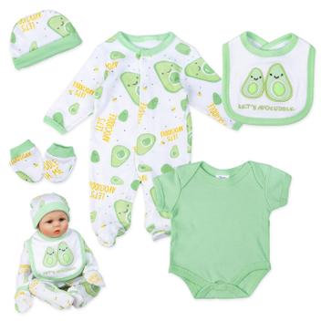 Conjunto de 5 Roupas para Boneca Reborn - Bebê Menina (43-56cm) - Roupa ...