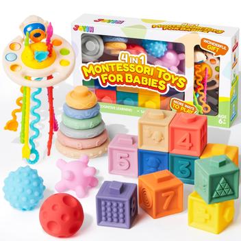 Conjunto de brinquedos para bebês JOYIN Montessori 0-3-6-12 meses com ...
