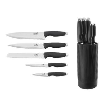 Conjunto De Facas do Chef Cozinha Inox Cabo Anatômico 6 Peças Preto com ...