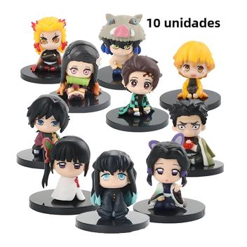 Conjunto De Figuras De Ação Demon Slayer Versão Q Tanjiro Inosuke