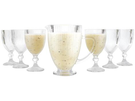 Conjunto de Jarra 1L e Taças 350ml de Vidro Haus Concept Canelado 7 Peças