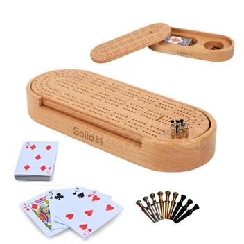 Cartasport Cribbage-Brett Aus Holz – Braun, Mit Heringen, Traditionelles Pub-Spiel