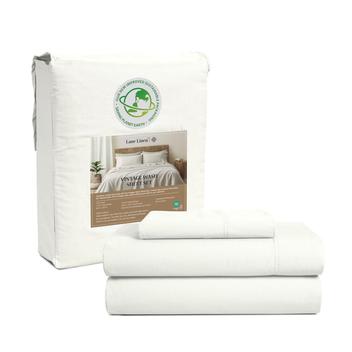 Conjunto de Lençóis Lane Linen 100% Algodão - Tamanho Twin - Branco