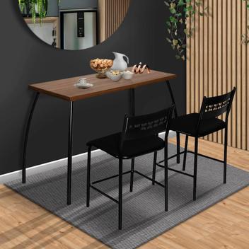Conjunto de Mesa Retangular com duas cadeiras pretas - AÇO NOBRE - Mesa ...