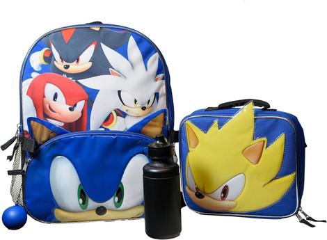 Sonic The Hedgehog Backpack & Lunch Bag Set – 2-Piece Kids School Gear, Insulated, Durable