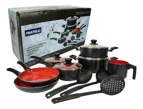 Conjunto de panelas com revestimento ceramico fratelli - Jogo de ...