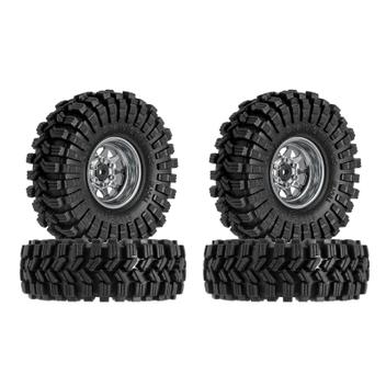 Set 4 Ruote Con Pneumatici Fanghi E Cerchioni Beadlock 1.0 Per RC Crawler Axial SCX24 1/24