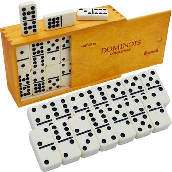 Conjunto Domino Queensell Double 9 com estojo para adultos e