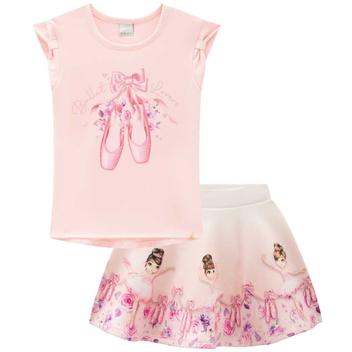 Conjunto Infantil Verão Blusa E Short Saia Gatinhas 2 peças Tam 4 a 14 -  Infanti - Loja de Roupa Infantil Para Meninas, Meninos e Bebês