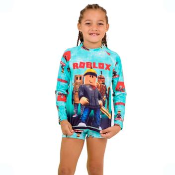 Conjunto Uv50+ Original Infantil Praia Roblox