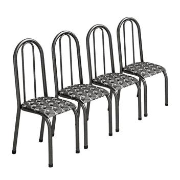 Jogo Conjunto De 4 Cadeiras Cozinha Jantar Aço Branco Metal