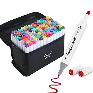 Conjunto Marcador 80 Cores Ponta Dupla, Permanente - marca texto