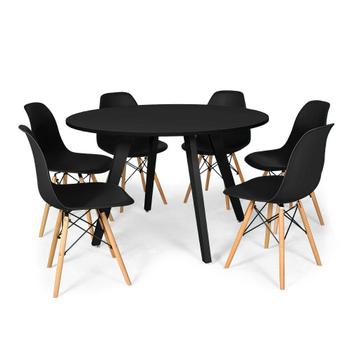 Jogo de mesa redonda jantar com 6 cadeira retratil